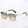 Vintage Sunglasses for Women Trendy Square Gold Border Brown Gradient Summer Glasses Fashion Accessory