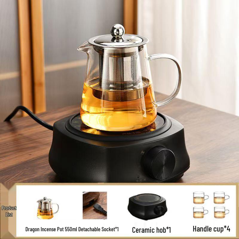 Electric Ceramic Glass Teapot Stove - Compact Heating Tea Set