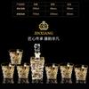 Gold Thread Crystal Glass Whisky Wine Set 7 Piece Luxury Drinking Cups for Home Bar