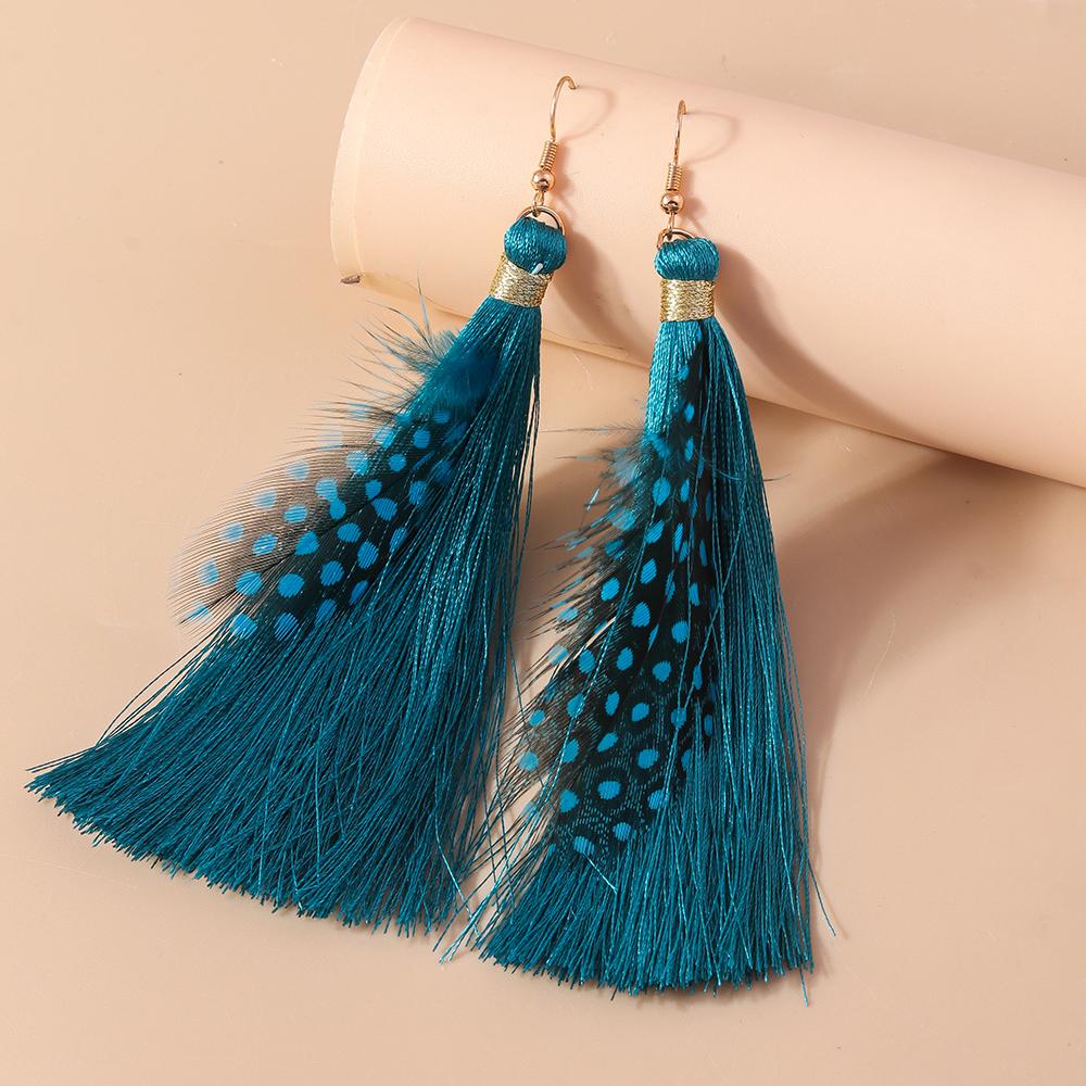 Pretty Feather Drop Earrings for Women Girls Bohemia Earrings Handmade Party Holiday Jewelry Gifts