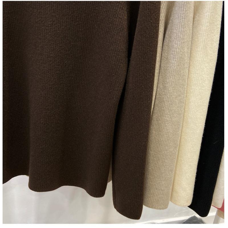 Autumn Winter Long Sleeve Semi-turtleneck Knitted Sweater Women Fashion Elegant Bottoming Shirt Pullover Warm Inner Loose Simple Top Basic Clothing