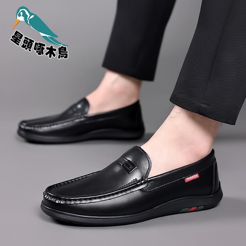 Spring New Men's Shoes Men's Soft Leather Breathable British Business Style Men's Casual Leather Shoes Doudou