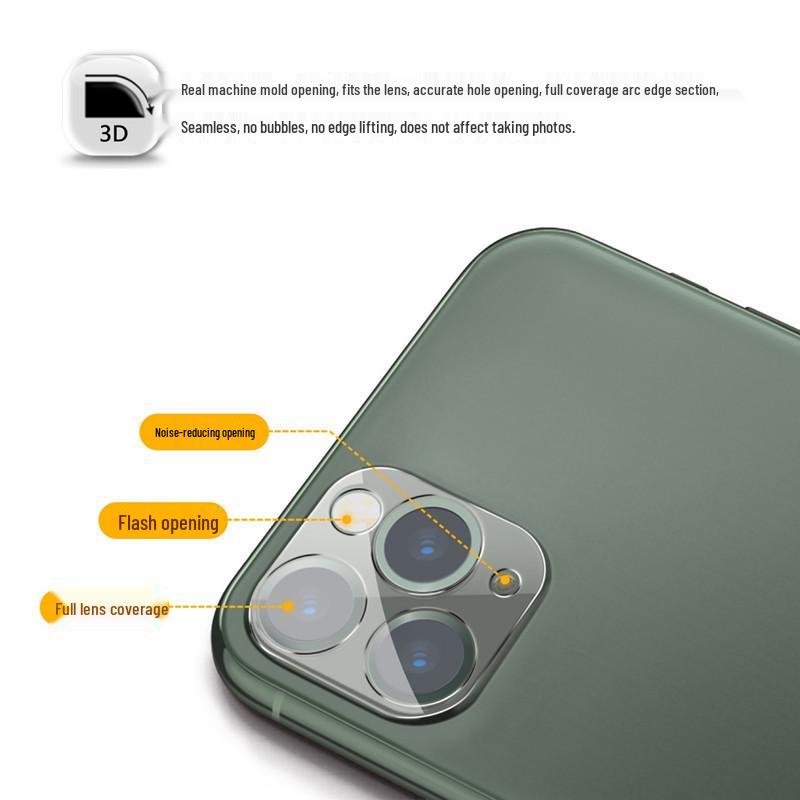 Compatible iPhone 15 Lens Protector for Apple 16 Pro Max/14 - Full Coverage Transparent Rear Camera Ring