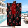 Anime Red Clouds On Black Background Beach Towel, Microfiber Beach Towel, Perfect For Pool, Beach, Travel, Home Decor Beach Party Fan Gifts