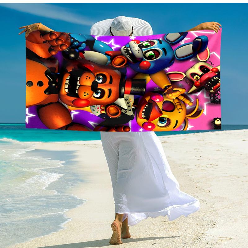 1pc Freddy Bear2 Beach Towel, Comfortable and Thick, and Swimming/Bath/Picnic/Camping Towel, Suitable for Seaside Beaches