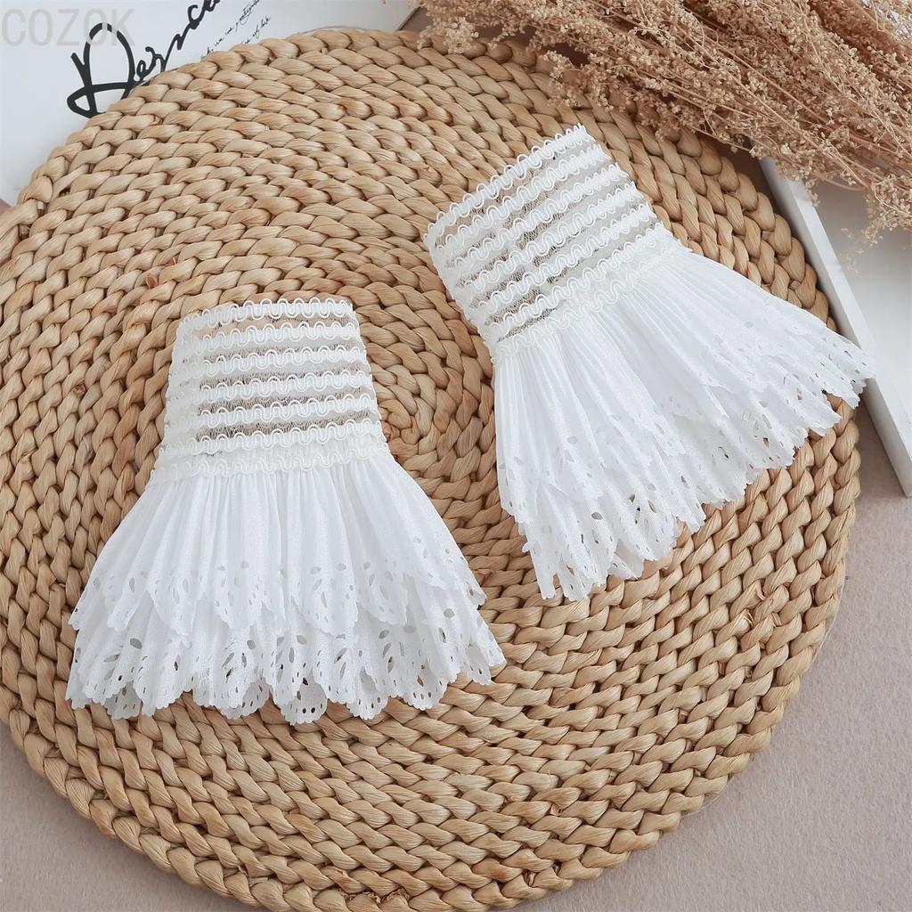 Cross-border Pleated Mesh Lace Sleeves Women's Decorative Cuffs Replacement Fake Sleeves