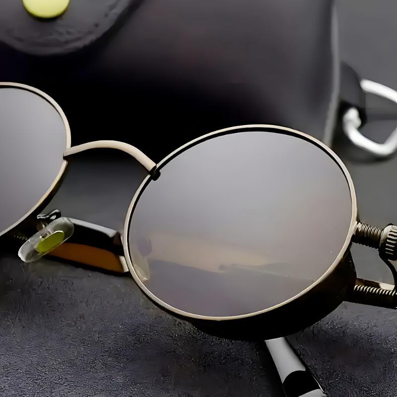 1 Piece Vintage Metal Spring-Legged Glasses, Brown Tea-Colored Eyeglass Frames and Lenses In the Same Color Scheme, European and American Retro R