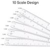 2pcs Plastic Architect Engineering Drafting Scale Ruler Foldable Metric Measuring Tool Heavy Duty Professional