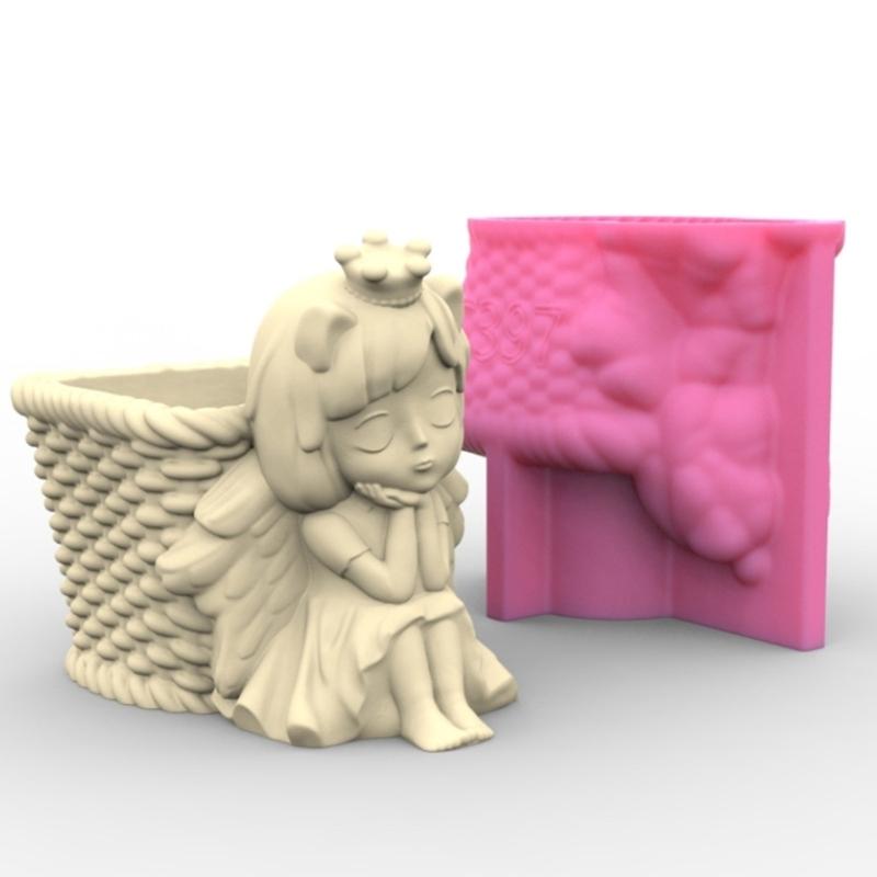 Flower Pot Silicone Mold 3D Angel Girl Succulent Planter Concrete Mold DIY Craft Resin Epoxy Mold DIY Pen Holder Decor