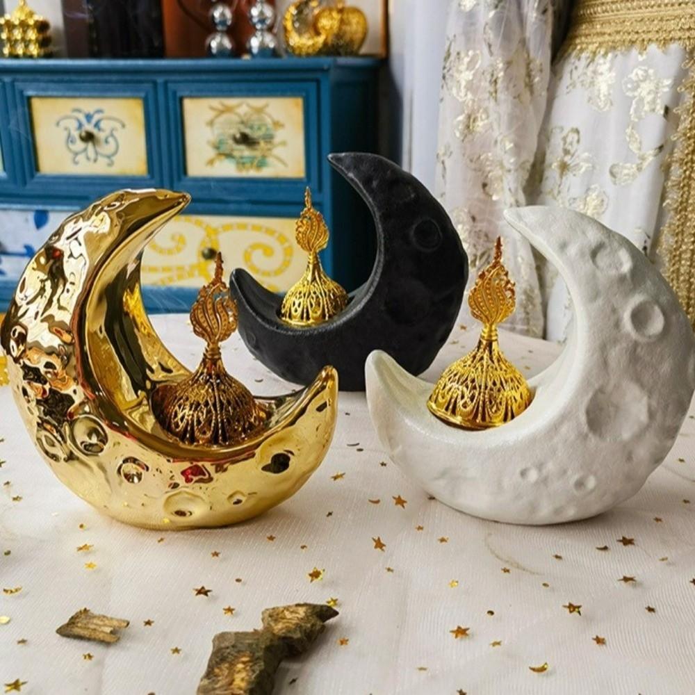 Ceramic Moon-Shaped Incense Burner Light Luxury Sandalwood Incense Burner  Gift Giving