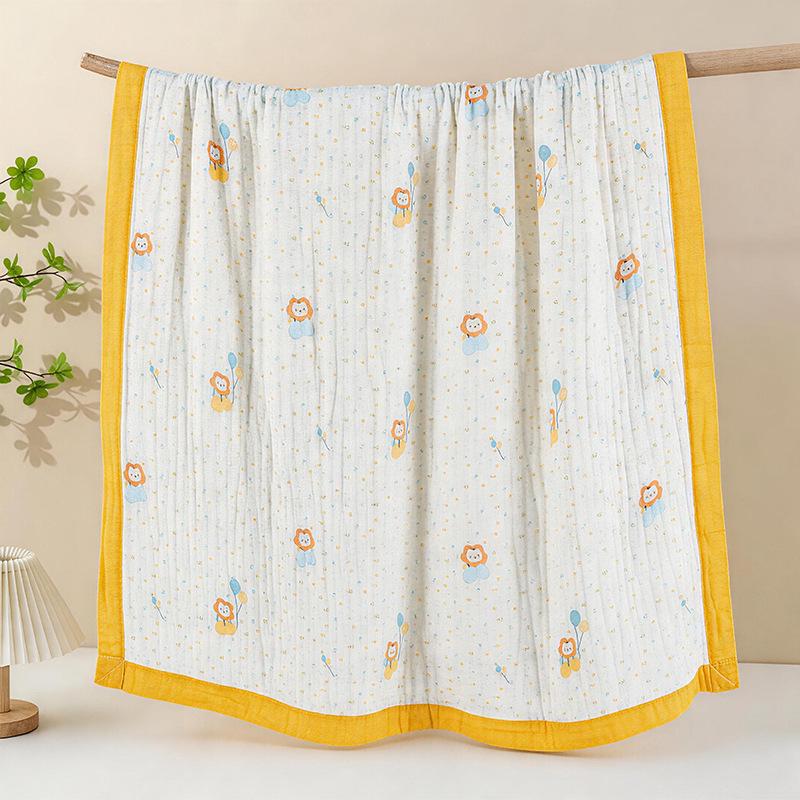 Grade A All-Cotton 6-Layer Baby Bath Towel - Soft, Absorbent, Printed Gauze for Newborns 110*110cm