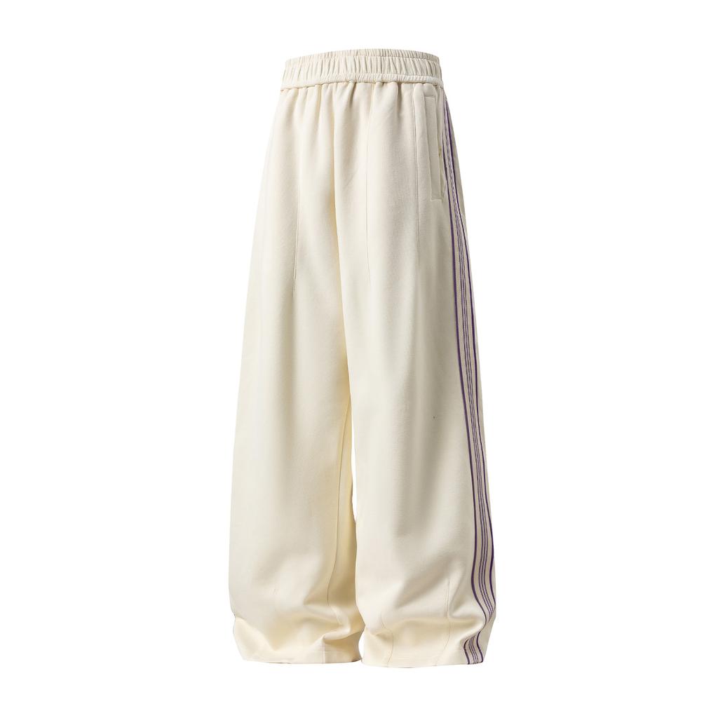 Splicing design contrasting vertical strip casual pants autumn drape loose sweatpants trendy brand retro texture trousers q