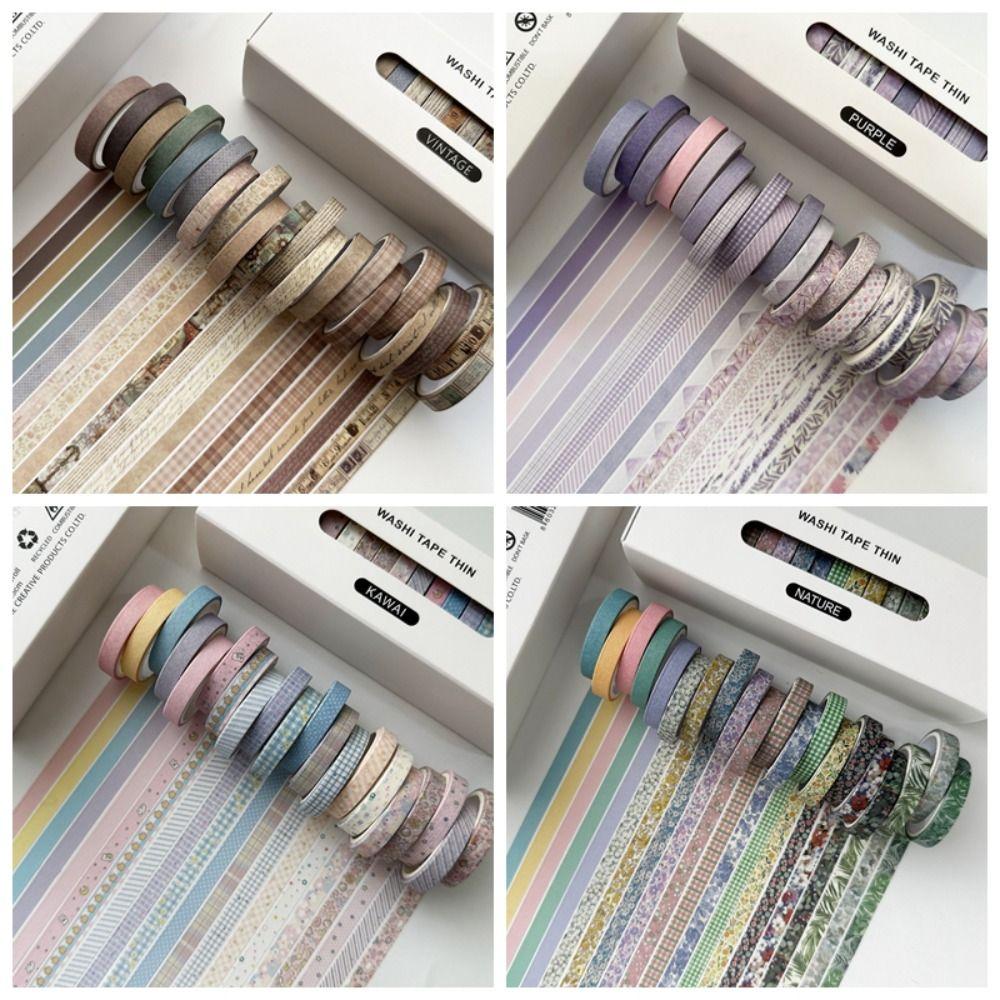 Adhesive Washi Tape Set Multi-Pattern Scrapbooking Tape Vintage Deco Art Supplies  Gifts