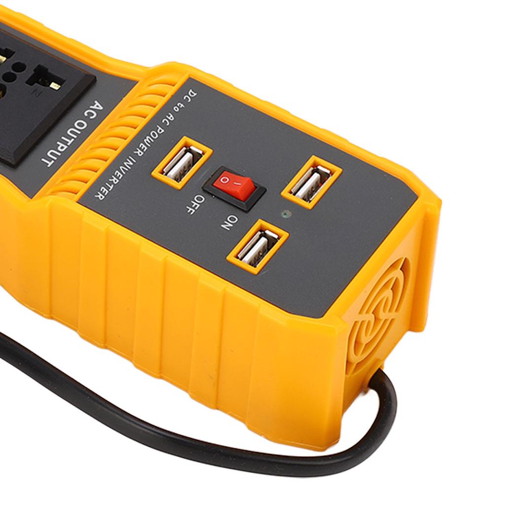 Car Power Inverter DC12V to AC220V 200W Vehicle Converter Adapter with 3 USB 2 Universal 1 Cigarette