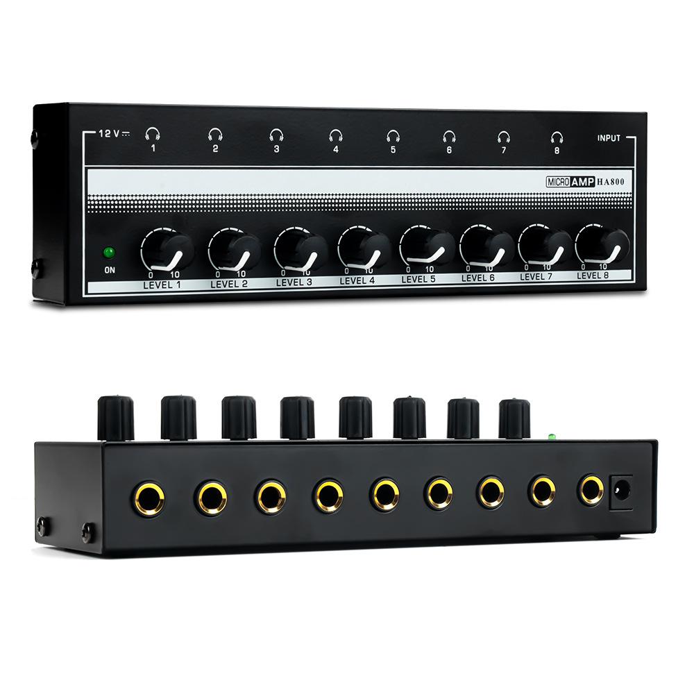 8 Channels Headphone Amplifier Mini Amplifier with Stereo/Mono Switch Professional Ultra-Compact HiFi Stereo Audio Amplifier