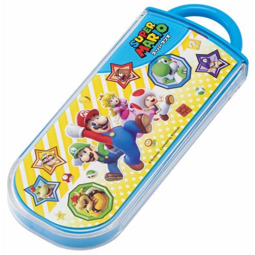 Skater Children's Antibacterial Slide Trio Set Lunch Box Chopsticks Spoon Fork Super Mario Boys Made In Japan TACC2AG-A