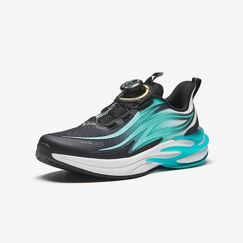 Anta Kids Flame Trendy Fashion Lightweight Shock Absorbing Low Top Running Shoes Men Running Shoes Black Green 312515517-2