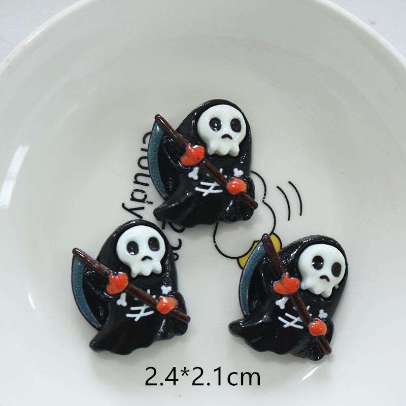 10Pcs Resin Colorful Kawaii Eye Bat Pumpkin owl Ghost Skull Figurines Flatback Stone DIY Bow Halloween Decor Scrapbook Crafts
