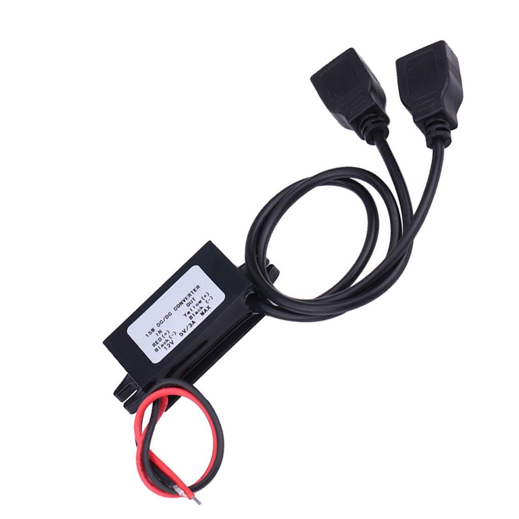 3A DC 12V to DC 5V Dual USB Charger Adapter Converter Module for Car Motorcycle Phone Charge