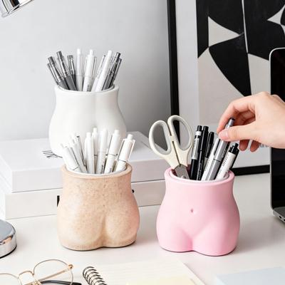 Pen Holder Cute Butt Shape Desktop Organizer Healing Atmosphere Storage Box for Pens Makeup Brushes Office Supplies