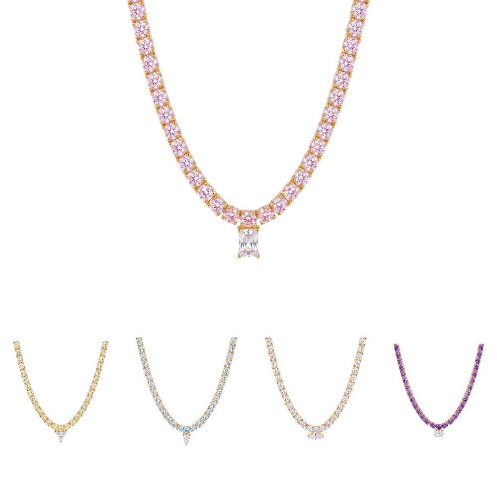 Lightweight Tennis Necklace Classic Tennis Silhouette Minimalist Necklace  Layered Necklace Styling