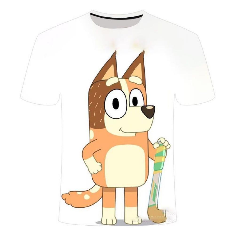 Kids 2026 Bluey Cartoon 3D T-Shirt Summer Cool Quick-Dry Short Sleeve Anime Print Casual Tee for Boys and Girls Daily
