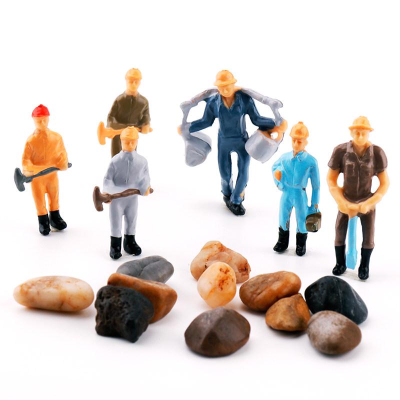 Railway Model Figures - 25-Piece Set of Miniature Workers and Miners for Train Scenes