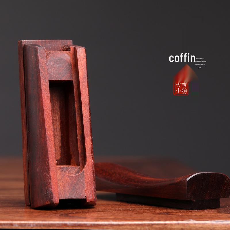 Purple Sandalwood Ebony Wood Carved Coffin Ornament for Home Decor