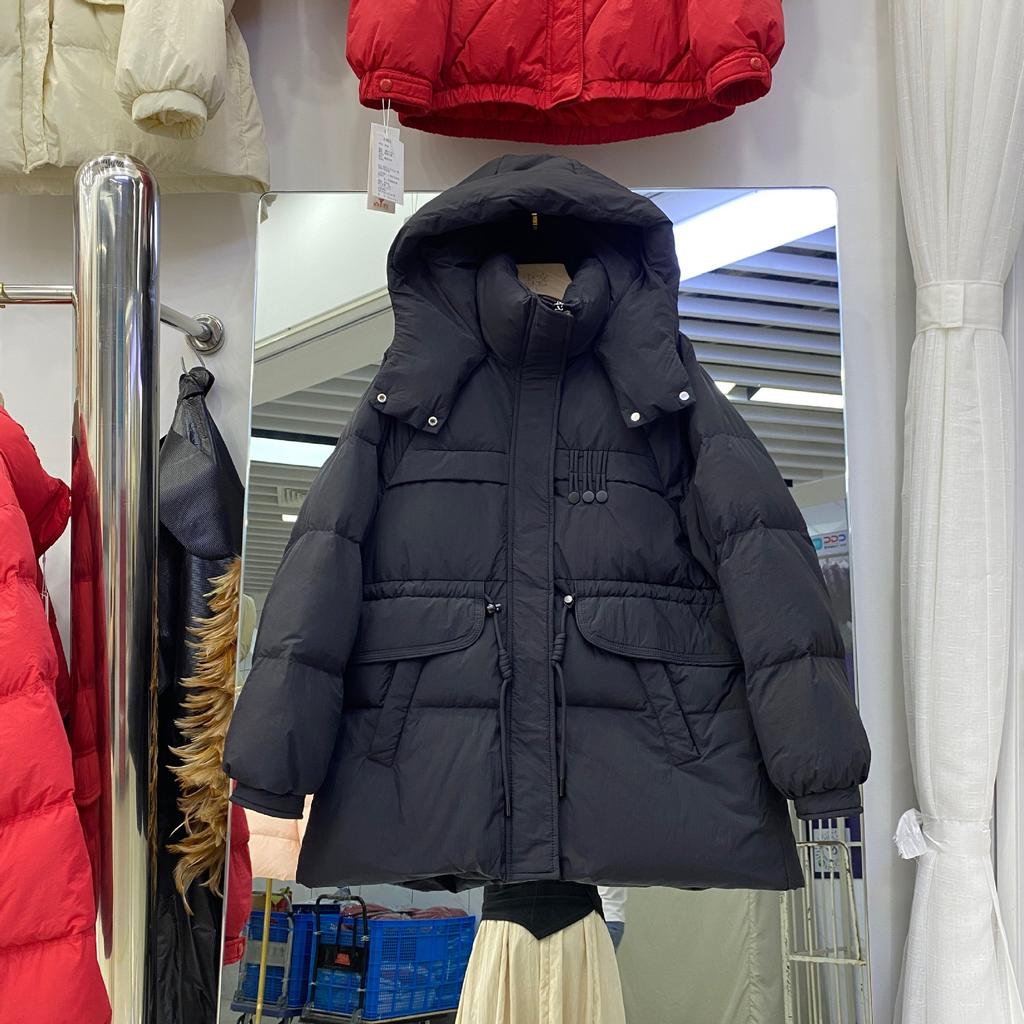 New fashion down jacket women's medium and long thickened waist and thin white duck down winter coat tide