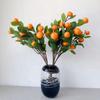 Plastic Realistic Imitation Fruit Stem Green Leaves Simulation Orange  Wall Hanging Decor