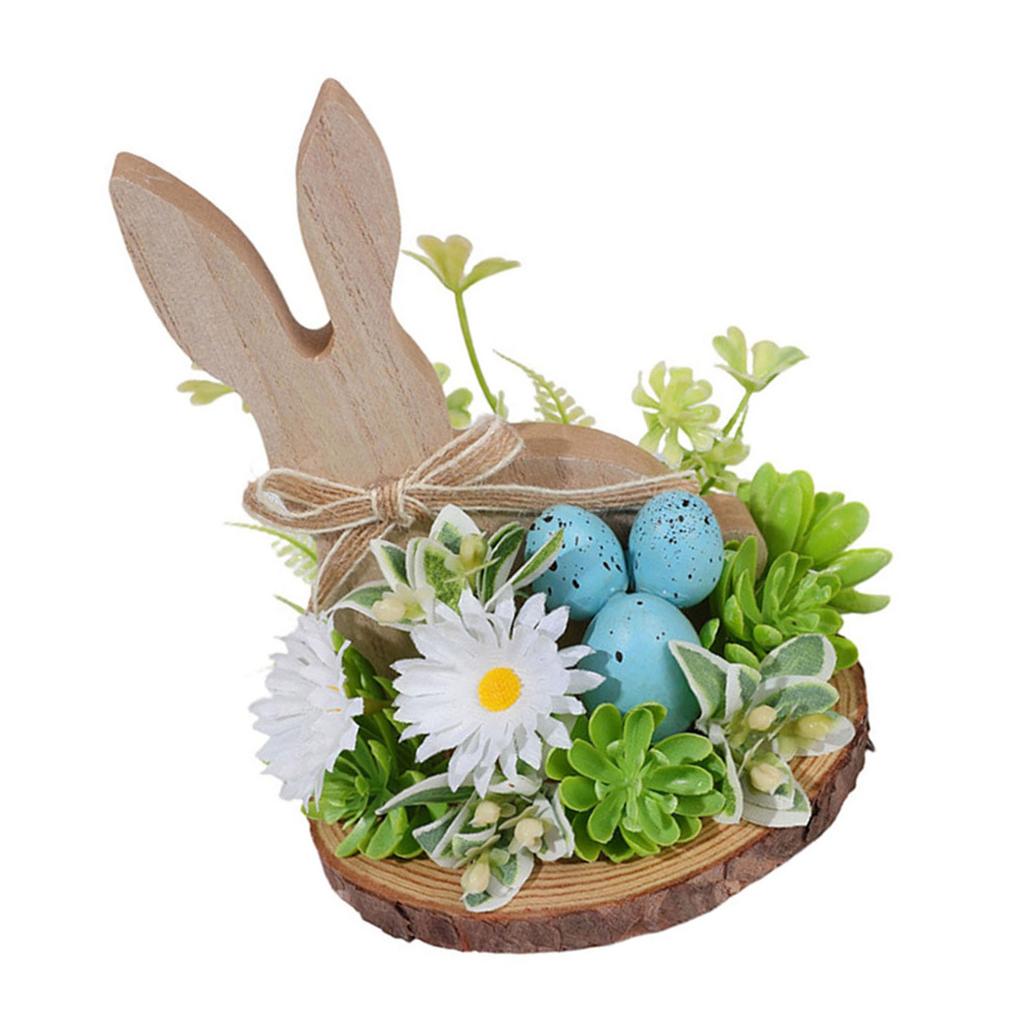 Easter Rabbit Eggs Crafts Desktop Ornament Simple Assembly Wood Plastic Blend Indoor Outdoor Holiday Decoration