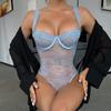 Erotische Dessous Damen-Body, sexy Spitzen-Blumen-Body mit bequemer Passform