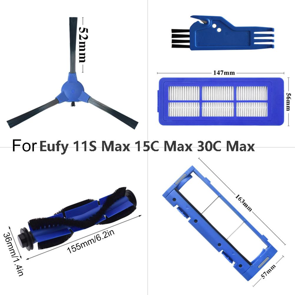 12 Pcs/set For EUFY For ROBOVAC 11S Max 15C Max 30C Max Main Brush Side Brush Filter Vacuum Cleaner Accessories Spare To Replace