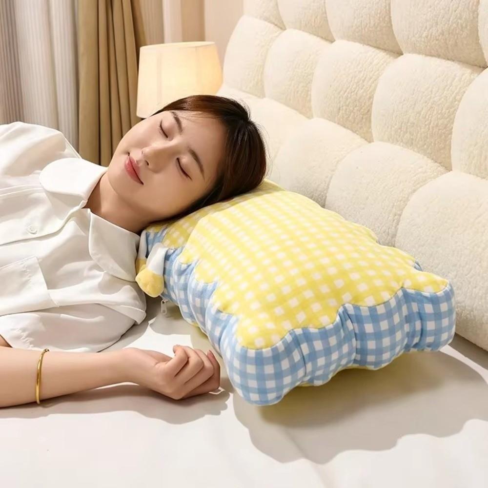 Plaid Pattern Leg Clamp Pillow Cartoon Print Side Sleeping Pillow Soft Long Body Pillow  Bedroom