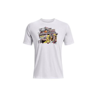 Cartoon Store Print Casual Crew Neck T-Shirt Men Tops White 1370235-100
