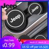 For Jeep 2Pcs Car Waterproof Anti Slip Water Cup Mat Auto Interior Accessories For Jeep Grand Liberty Cherokee Wrangler JK Gl