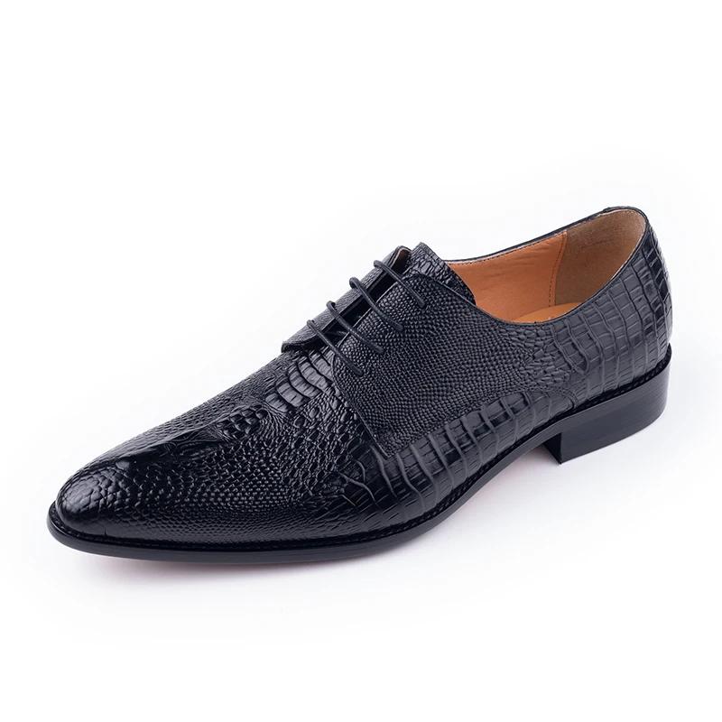 Fashion Fashion Male Derby Dress Leather Shoes Party Printing Luxury Zapatos De Hombre Genuine Leather Oxfords Shoes Black Lace Up Daily