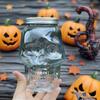 6 Pack Halloween Transparent Skull Plastic Jars with Lids for Candle Making, Candle Making Molds