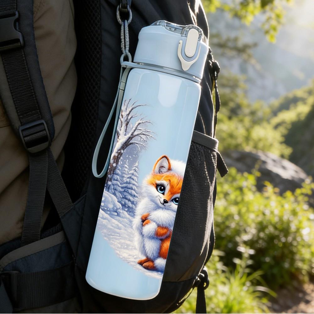 1PC Fox Inside Spread Eagle Wing Art Print 750ml Color Plastic Sports Water Bottle Leakproof Flip Straw Lid Suitable for Sports Office Home Use