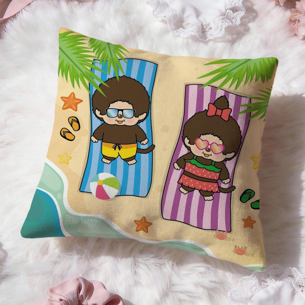 Cartoon M-MonchhichiS Cushion Cover Premium Comfort Reversible Pillow Cove -Two in One Design for Any Room & Car Interior