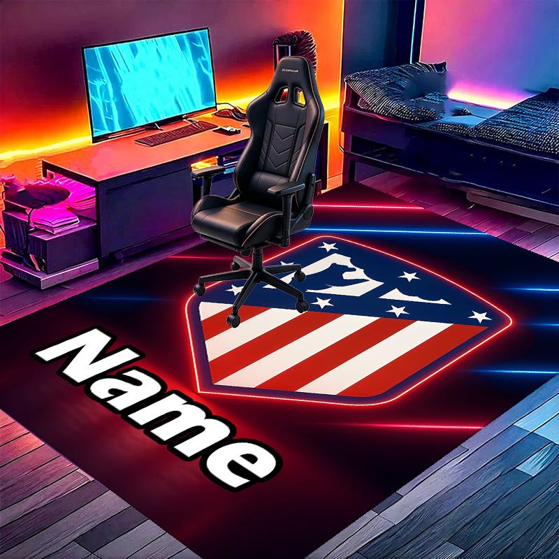 Custom Name Personalized Atletico Madrid Print Carpet, Versatile Home Decor Rug, for Playroom, Apartment, Balcony, Entryway, Hallway Gift