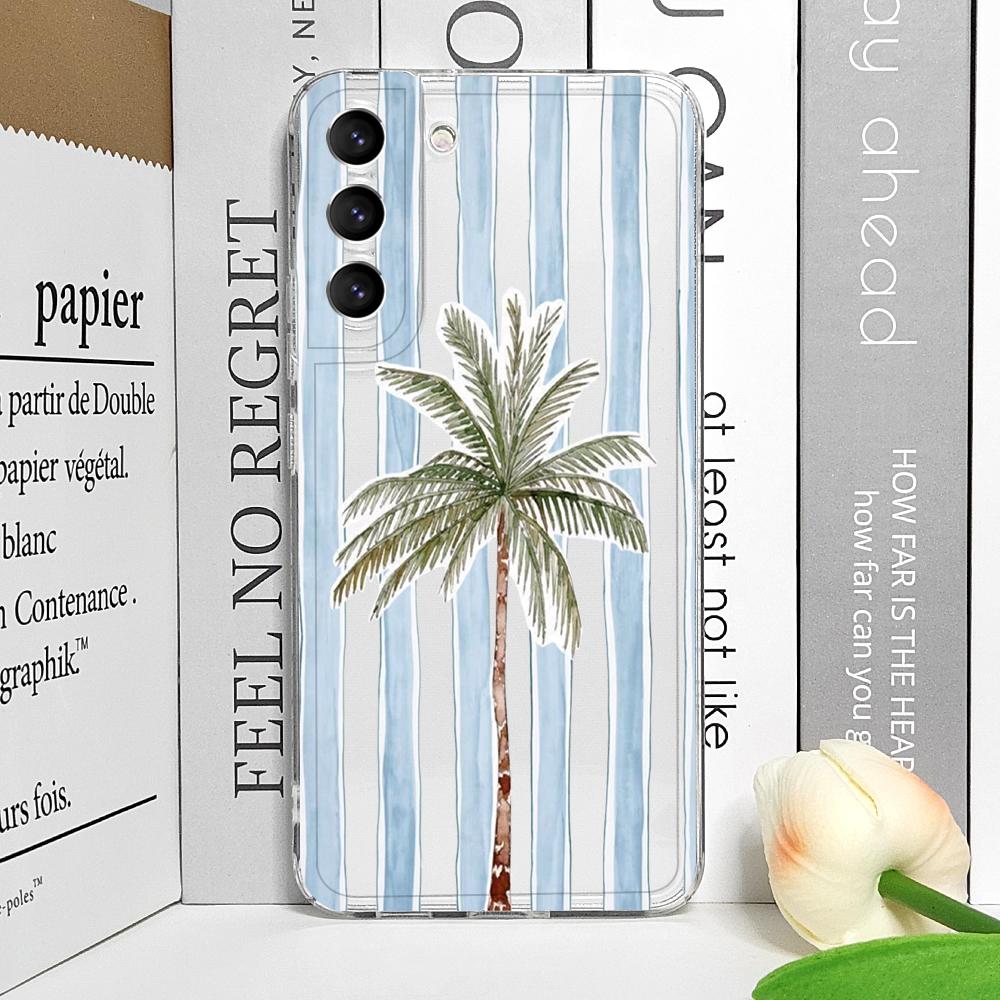 Creative Palm Coconut Tree Striped Pattern Phone Case for Samsung Galaxy S26 S25 Ultra S24 S23 S22 Plus S21 FE S20 5G Soft Cover