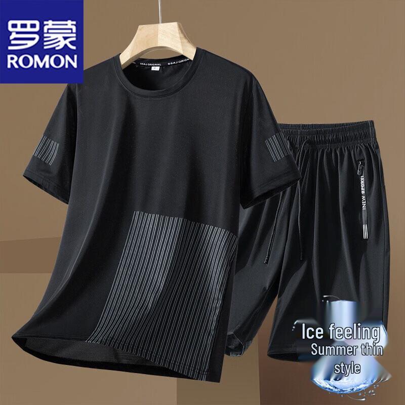 ROMON Men s Summer Ice-Feel Tracksuit Set 4XL