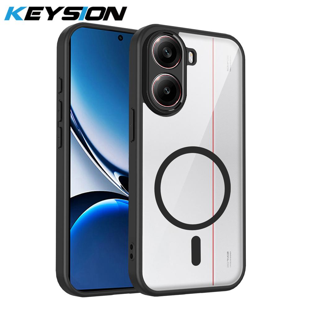 

KEYSION Transparent Magnetic Phone Case for Xiaomi POCO X7 Pro Soft Silicone+PC HD Clear Shockproof Back Cover for Redmi Turbo 4 for POCO X7 Pro чёрный