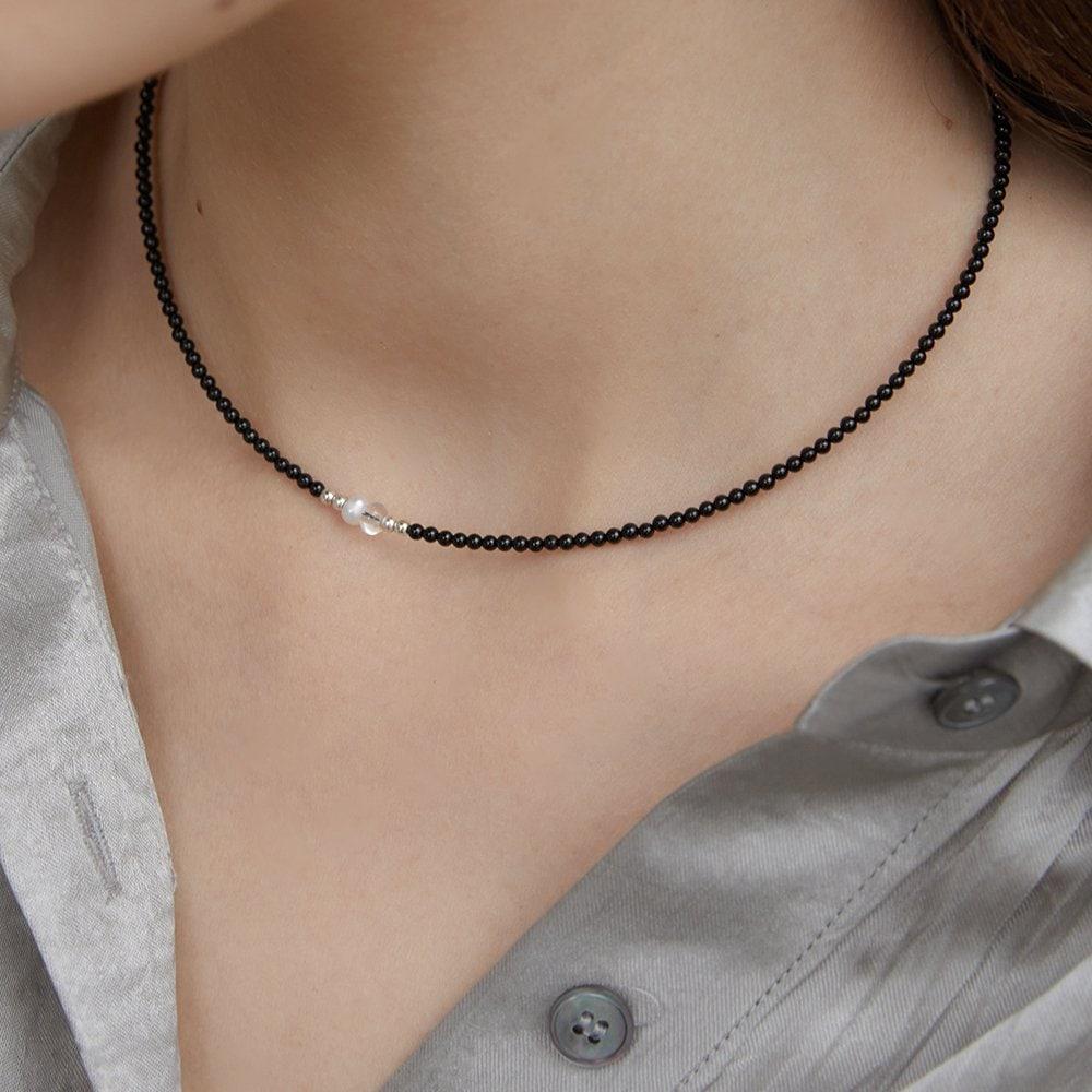 Prn293 Clear&Pearl Biz Necklace