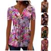 Women's  Fashion Casual Round Neck Floral Print Short Sleeve T-Shirt Top