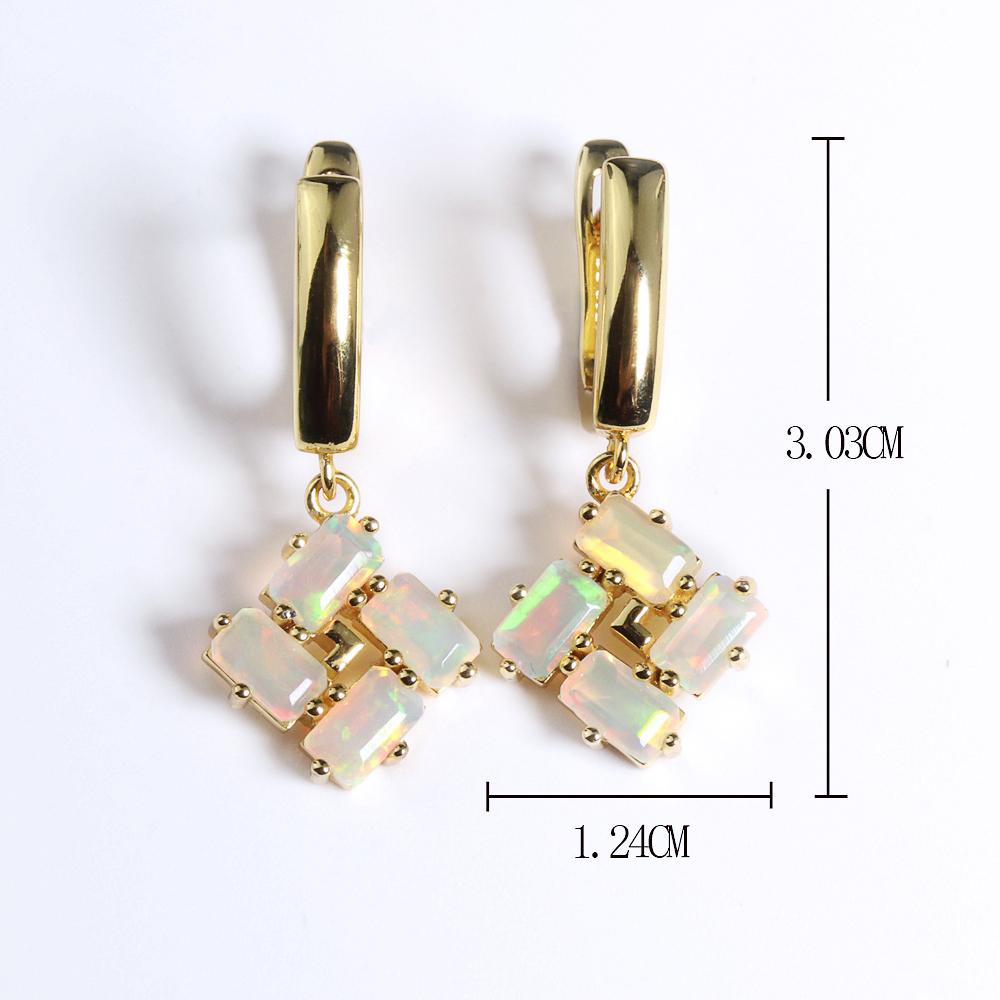 Romantický design Světlé luxusní náušnice s přírodním opálem Módní šperky ze stříbra 925 pro ženy a dívky dárek k narozeninám