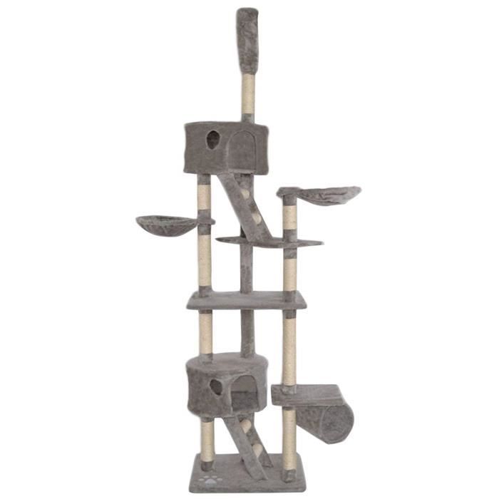 Arbre à Chat - Dibea - KB00407 - Griffoir/Centre d'Activités - Gris Clair - 240-260 cm