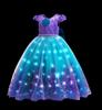 Vestito LED Luminoso per Bambina Ragazza Bambini Viola Verde Costume Cosplay Carnevale Festa di Compleanno Vestiti Costume di Halloween Abito da Ballo