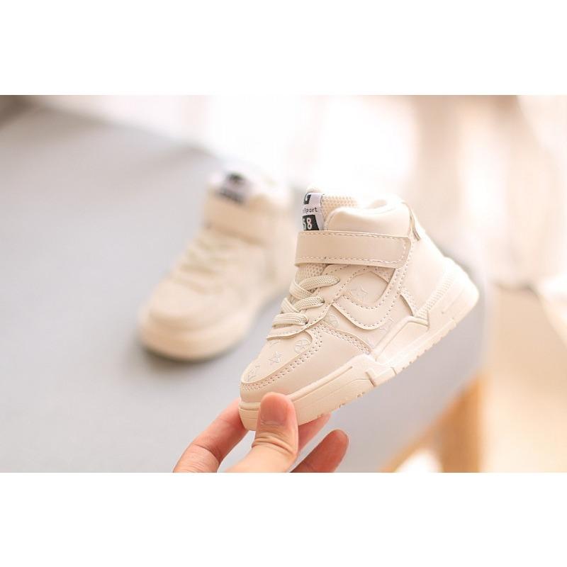 Fashion Retro High-top Children's Sports Shoes Thin Velvet Winter Casual Soft-soled Toddler Shoes Little White Shoes